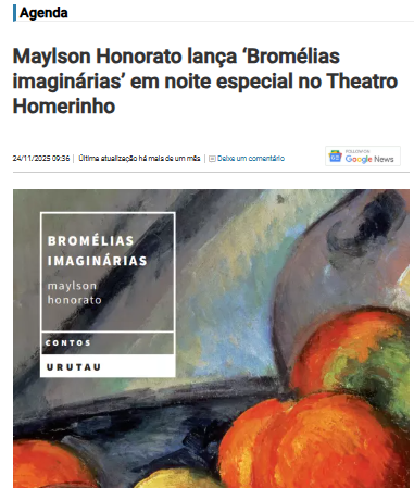 lançamento foi divulgado pela imprensa local como aposta da nova literatura alagoana